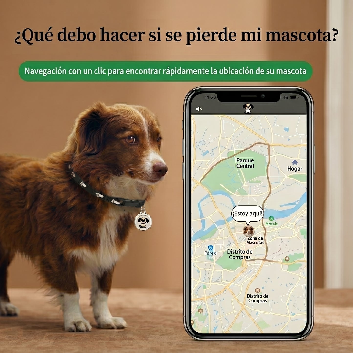 Localizador Antipérdida para Collar de Perro