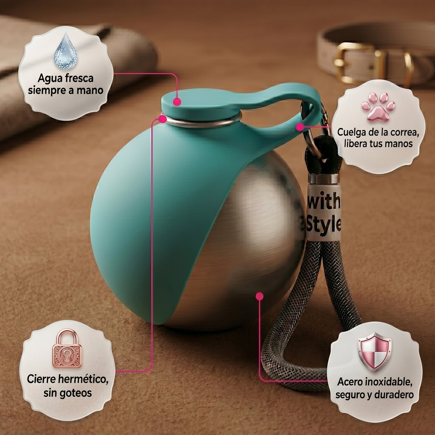 Botella Portátil DuoSpin 360